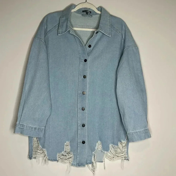 Never Fray Never Distressed Denim Shirt - Light Wash - Picture 5 of 12